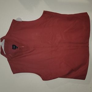 Eileen Fisher Red Nylon Collared Vest sz L GUC